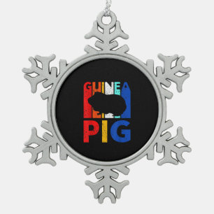 Guinea Pig - Vintage I Love My Guinea Pig Snowflake Pewter Christmas Ornament