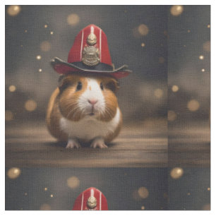 Guinea Pig Wearing Fireman Hat, Fabric