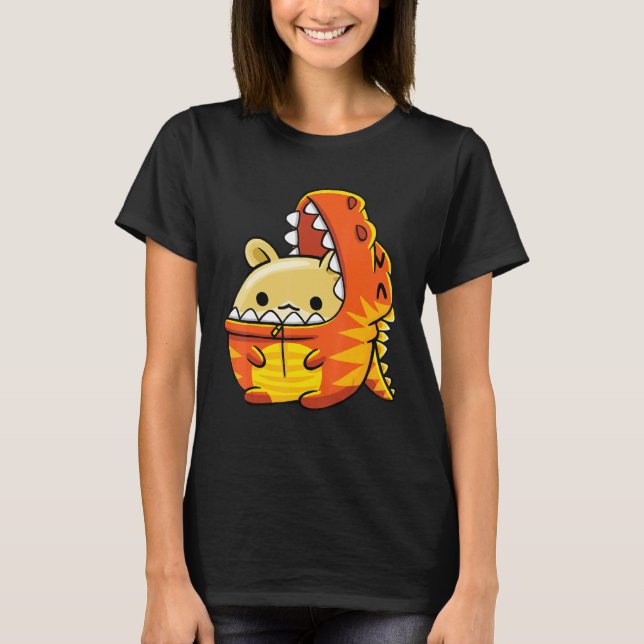 Guinea Pig Wearing Rex Dinosaur Golden Or A Syrian T-Shirt (Front)