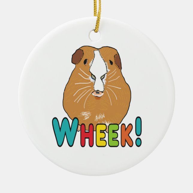Guinea Pig Wheek Ceramic Tree Decoration (Front)