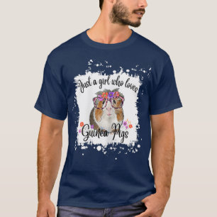 Guinea Pig With Glasses Flowers, Adorable Guinea P T-Shirt