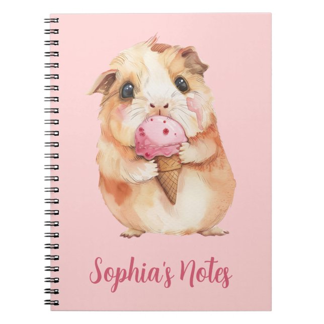Guinea Pig with Icecream Personalised Notebook (Front)