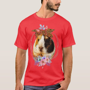 Guinea Pig With Leopard Headband Flower Guinea Pig T-Shirt