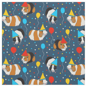 Guinea Pigs and Balloons Patterned Birthday Fabric