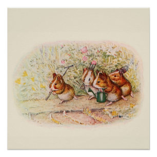 Guinea Pigs and Garden Tools Poster