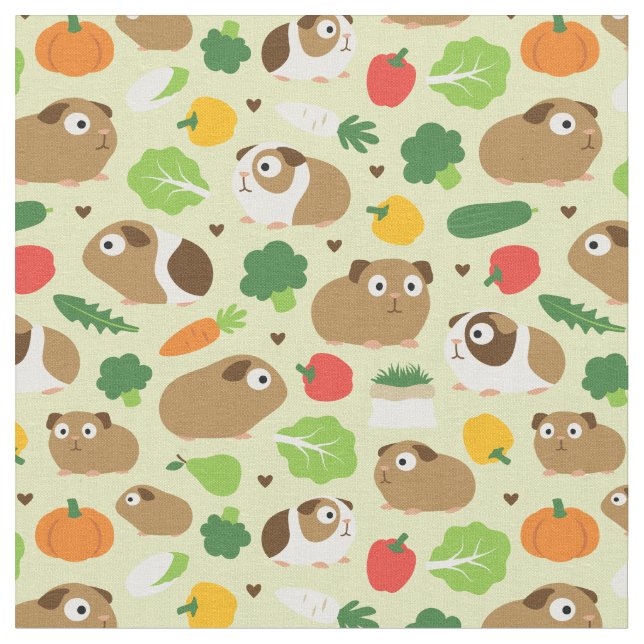 Guinea Pigs And Their Treats Fabric (Close Up)