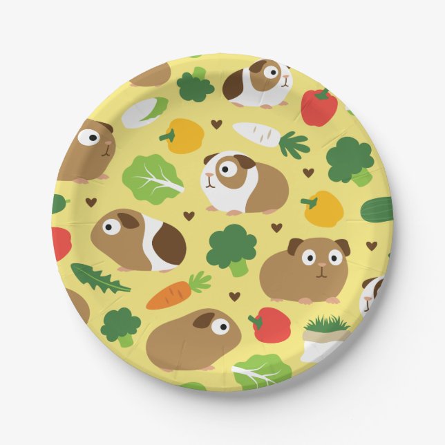 Guinea Pigs And Their Treats Paper Plate (Front)