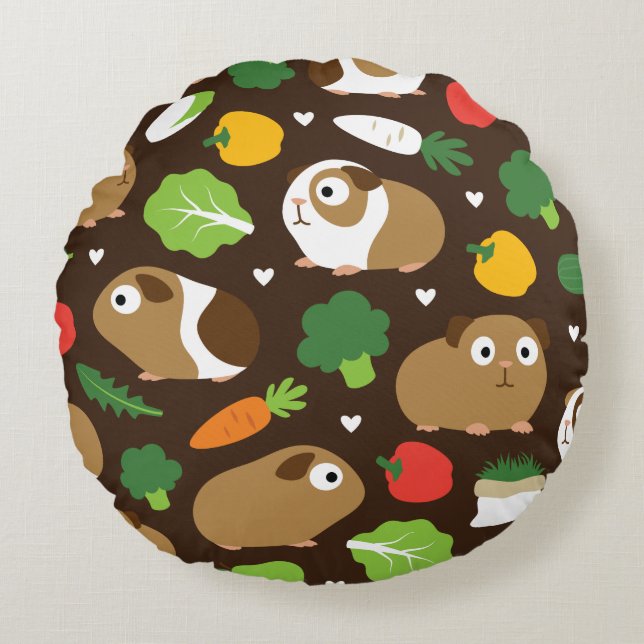 Guinea Pigs And Their Treats Round Cushion (Front)