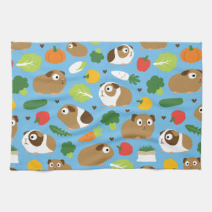 Guinea Pigs And Their Treats Tea Towel