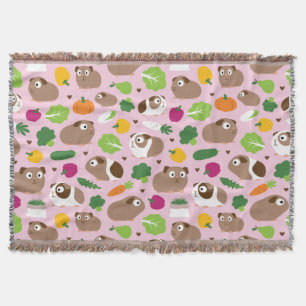 Guinea Pigs And Their Treats Throw Blanket