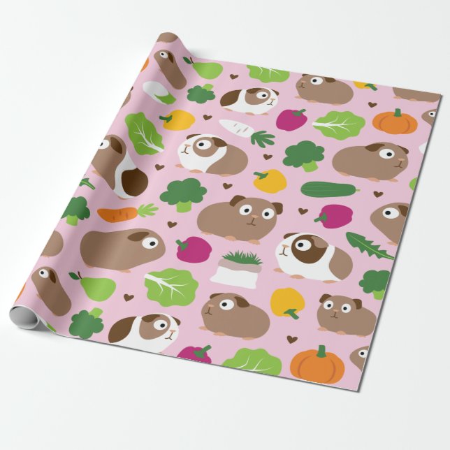 Guinea Pigs And Their Treats Wrapping Paper (Unrolled)