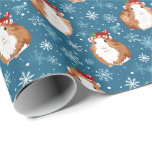Guinea Pigs at Christmas Wrapping paper<br><div class="desc">Whimsical Guinea Pigs wearing woolly hats with snowflakes</div>