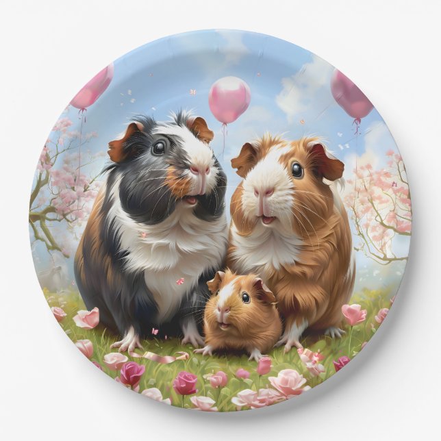 Guinea Pigs Baby Shower Paper Plate (Front)