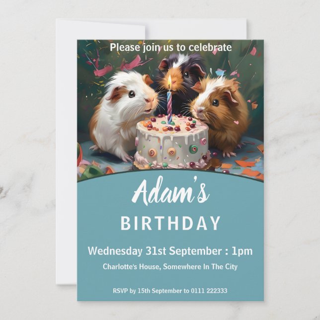 Guinea Pigs Birthday Party Invitation (Front)