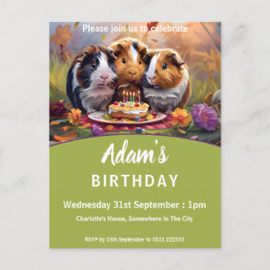 Guinea Pigs Birthday Party Invitation Postcard