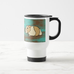 Guinea Pigs Brown and Turquoise Personalised Name Travel Mug