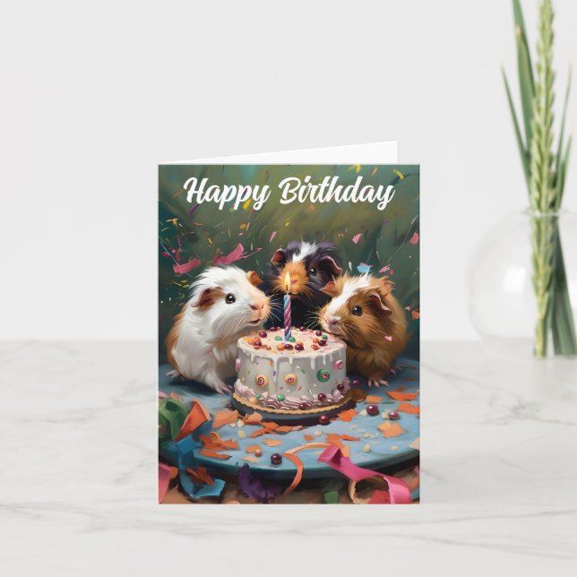 Guinea Pigs Celebrating Birthday Card (Front)