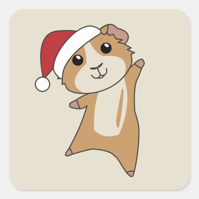 Guinea Pigs Christmas Winter Animals Square Sticker (Front)
