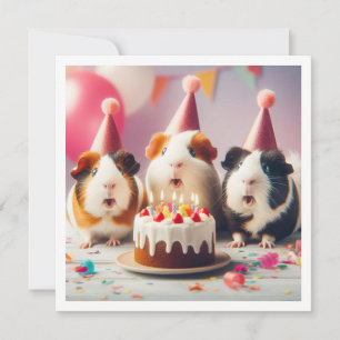 Guinea pigs eating cake birthday invitation