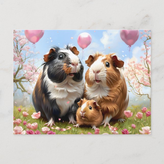 Guinea Pigs Family Postcard (Front)