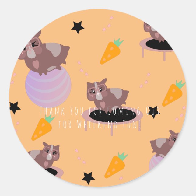 Guinea Pigs Fitness Gym Classic Round Sticker (Front)