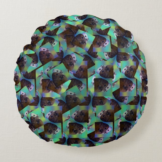 Guinea Pigs In A Abstract Design, Round Cushion (Front)