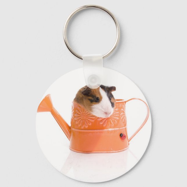 guinea pigs in a watering can key ring (Front)