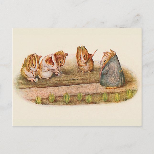 Guinea Pigs in the Garden Watercolor Recipe Card (Front)