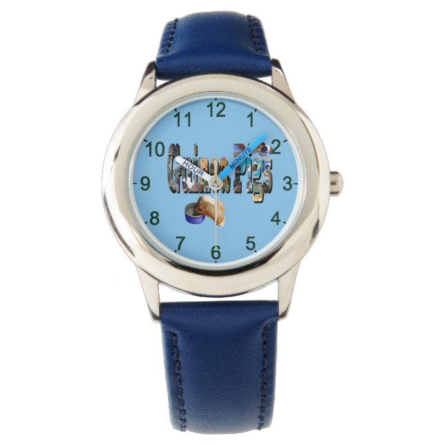 Guinea Pigs Is The Word, Kids Leather Wristwatch (Front)