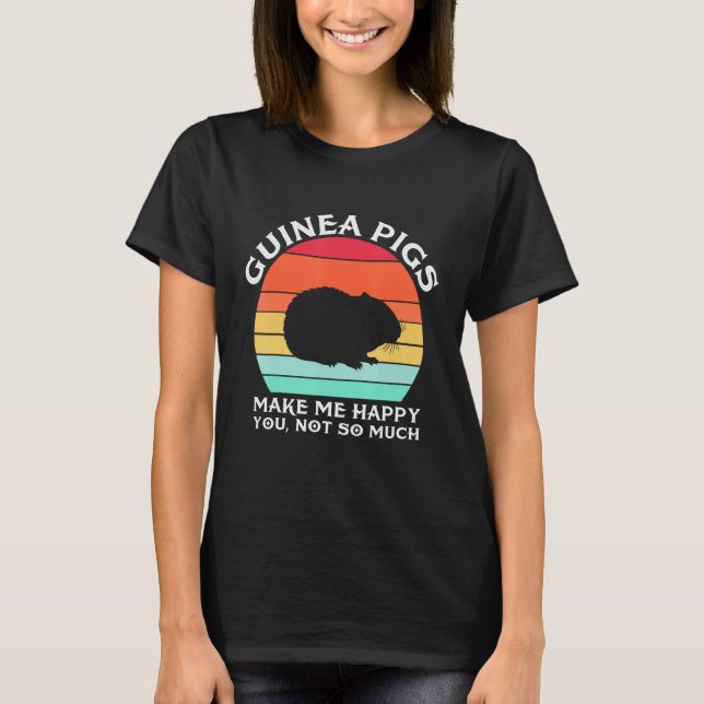Guinea Pigs Make Me Happy Sunset Retro Guinea Pig T-Shirt (Front)