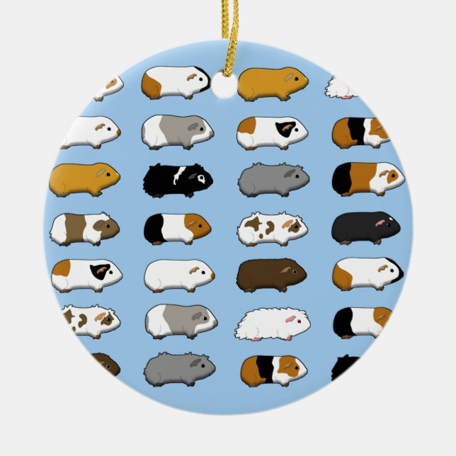 Guinea pigs many blue ceramic tree decoration (Front)