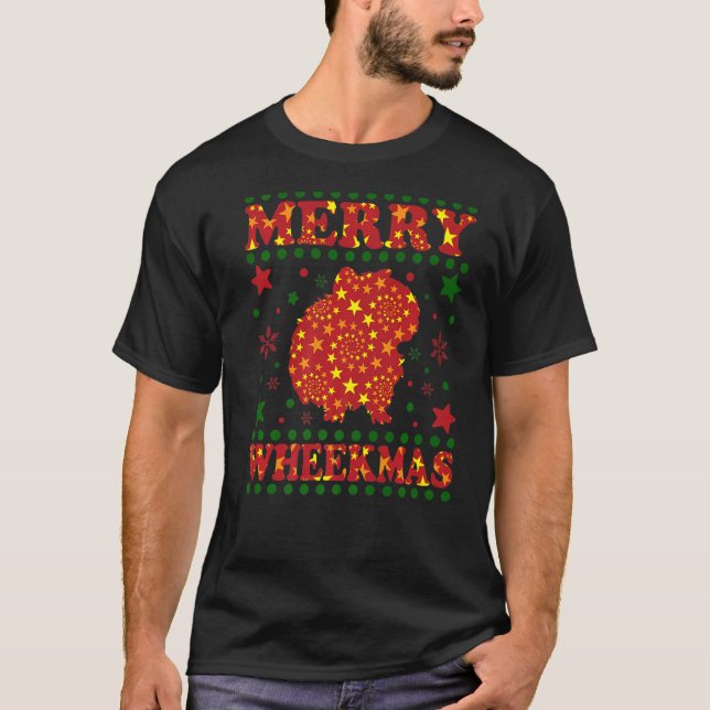 Guinea Pigs Merry Wheekmas Christmas Cavy Guinea P T-Shirt (Front)