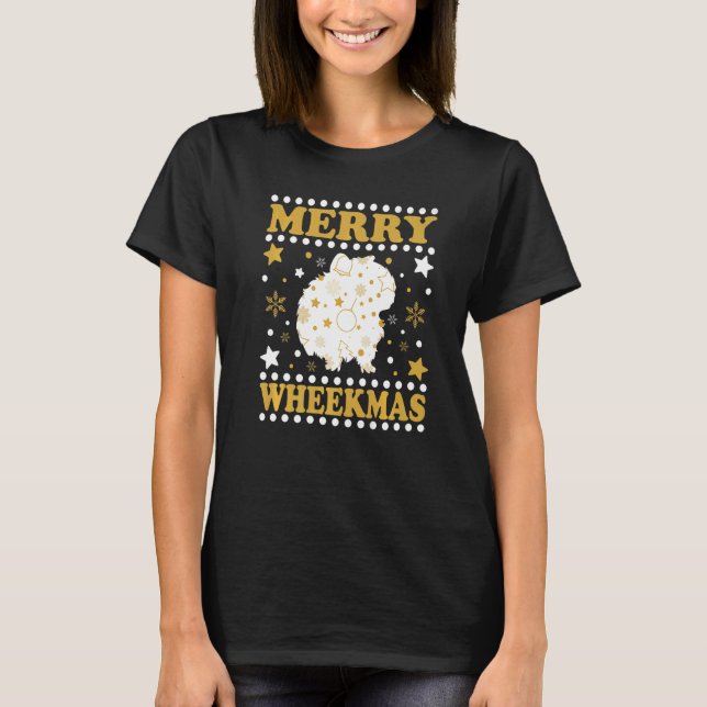 Guinea Pigs Merry Wheekmas Christmas Cavy Guinea P T-Shirt (Front)