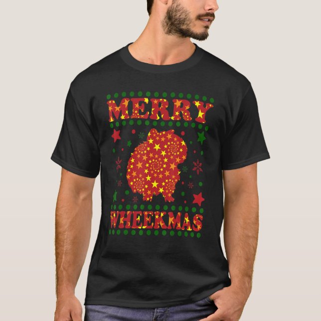 Guinea Pigs Merry Wheekmas Christmas Cavy  Guinea  T-Shirt (Front)