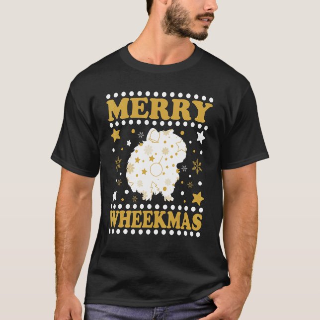Guinea Pigs Merry Wheekmas Christmas Cavy  Guinea  T-Shirt (Front)