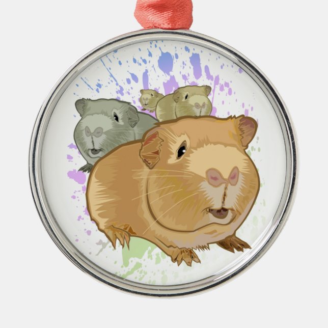 Guinea Pigs Metal Tree Decoration (Front)