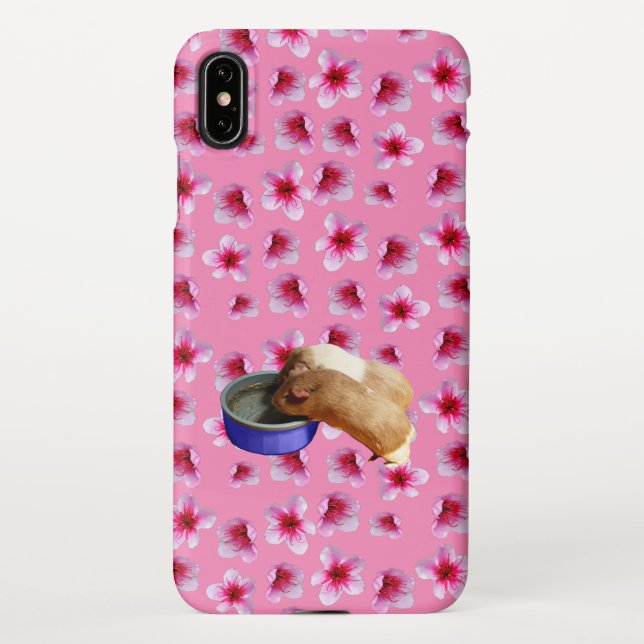 Guinea Pigs On Pink Blossoms,   iPhone Case (Back)