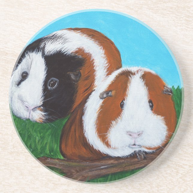Guinea Pigs Painting Coaster (Front)