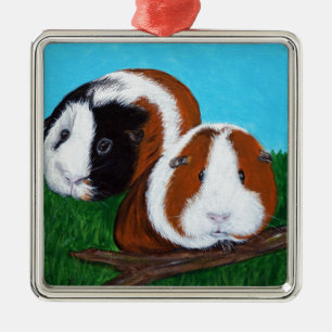 Guinea Pigs Painting Metal Tree Decoration