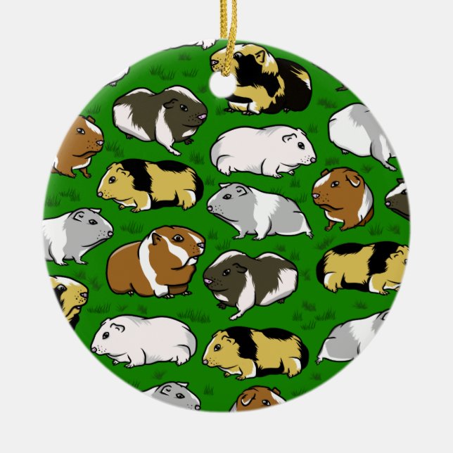 Guinea pigs pattern ceramic tree decoration (Front)