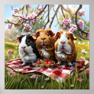 Guinea Pigs Picnic Poster