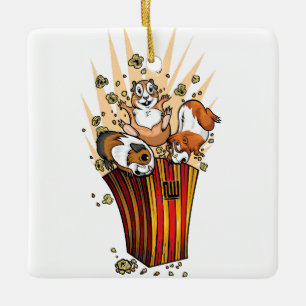 Guinea Pigs Popcorn Ceramic Ornament