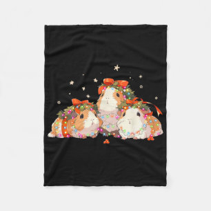 Guinea Pigs Tangled Up In Christmas Lights Guinea  Fleece Blanket