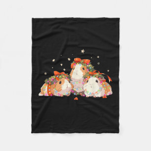 Guinea Pigs Tangled Up In Christmas Lights Guinea Fleece Blanket