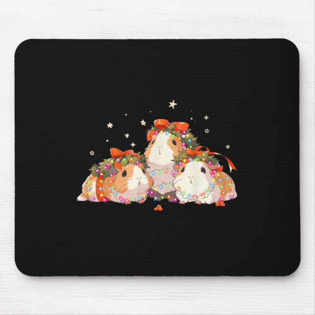 Guinea Pigs Tangled Up In Christmas Lights Guinea  Mouse Mat (Front)