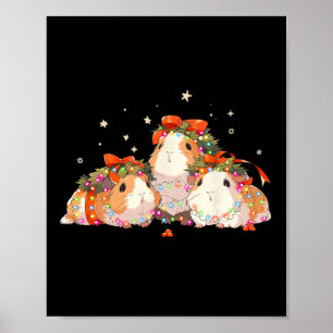 Guinea Pigs Tangled Up In Christmas Lights Guinea  Poster