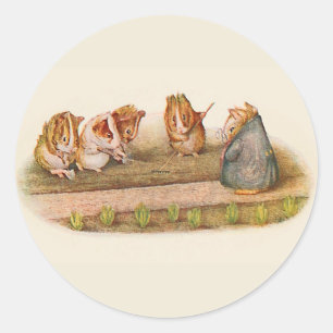 Guinea Pigs Tending the Garden Classic Round Sticker