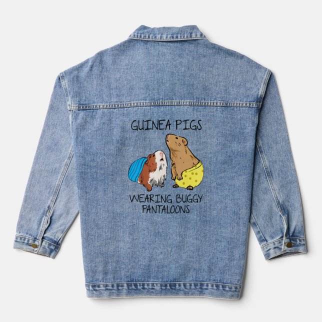 Guinea Pigs Wearing Buggy Pantaloons Guinea Pig Lo Denim Jacket (Back)