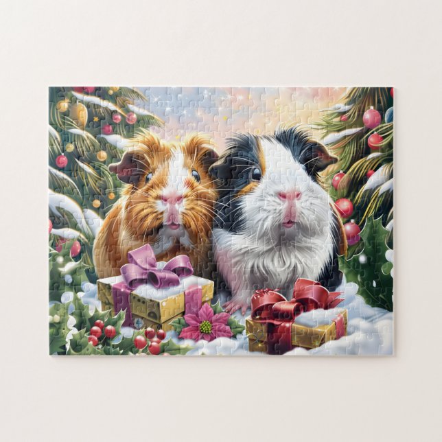 Guinea Pigs with Christmas Gifts Jigsaw Puzzle (Horizontal)
