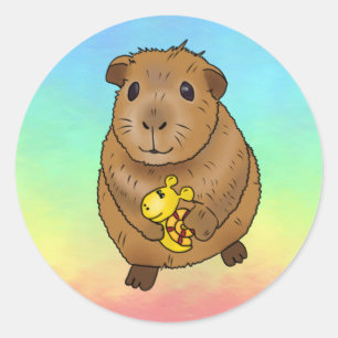 guinea pigs with snail classic round sticker